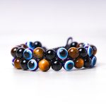 Buddha Stones Evil Eye Hematite Tiger Eye Protection Beaded Bracelet Bracelet BS Tiger Eye&Evil Eye