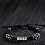 Buddha Stones Double PiXiu Feng Shui Copper Coin Om Mani Padme Hum String Bracelet Bracelet BS 13