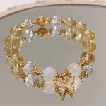 Buddha Stones Citrine Moonstone Butterfly Charm Prosperity Protection Bracelet Bracelet BS 1
