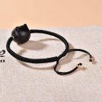 Buddha Stones Ebony Wood Cat Head Pattern Peace King Kong Knot Braided Bracelet Bracelet BS 16