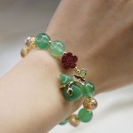 Buddha Stones Natural Red Agate Green Agate Gourd Cinnabar Flower Beads Confidence Bracelet 6