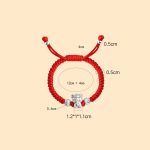 Buddha Stones 999 Sterling Silver Chinese Zodiac Red Rope Luck Handcrafted Kids Bracelet Bracelet BS 12