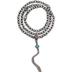 Buddha Stones 108 Mala Beads 925 Sterling Silver Red Agate Turquoise Confidence Charm Bracelet Mala Bracelet BS 8mm 925 Sterling Silver&Turquoise