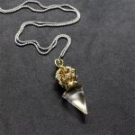 Buddha Stones Tibetan Dorje Vajra 4 Prong Lotus Liuli Crystal Strength Necklace Pendant Necklaces & Pendants BS 18