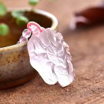 Buddha Stones Natural Pink Crystal Nine Tailed Fox Love Necklace Pendant Necklaces & Pendants BS 1