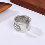 Buddha Stones 999 Sterling Silver Lotus Flower Heart Sutra Protection Ring Ring BS 3
