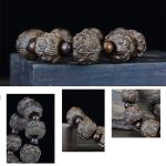 Buddha Stones Ebony Wood Eighteen Arhats Lotus Dragon Engraved Balance Bracelet Bracelet BS 10