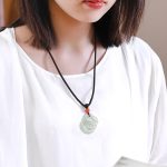 Buddha Stones Year of the Rabbit White Jade Crescent Moon Protection Necklace Pendant Necklaces & Pendants BS 2