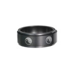 Buddha Stones Yin Yang Titanium Steel Balance Rotatable Ring Ring BS Black US13