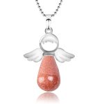 Buddha Stones Little Angel Wings Natural Crystal Luck Necklace Pendant Necklaces & Pendants BS Brown Sand