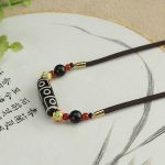 Buddha Stones Tibetan Nine-Eye Dzi Bead Protection Blessings String Necklace Pendant Necklaces & Pendants BS 7