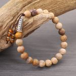 Buddha Stones Weathered Stone Om Mani Padme Hum Strengthen Bracelet Bracelet BS Weathered Stone