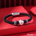 Buddha Stones 999 Sterling Silver 12 Constellations of the Zodiac Blessing Handmade String Bracelet Bracelet BS Pisces