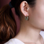 Buddha Stones Round Jade Cyan Jade Prosperity Luck Drop Earrings Earrings BS 10