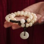Buddha Stones Bodhi Seed Green Sandalwood Lotus Peace Buckle Harmony Double Wrap Bracelet Bracelet BS 3