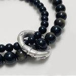 Buddha Stones 999 Sterling Silver Black Obsidian Fulfillment Strength Double Layer Bracelet Bracelet BS 3