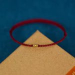 Buddha Stones 925 Sterling Silver Lucky Golden Bead Braided String Bracelet Anklet Bracelet BS 4