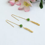Buddha Stones 925 Sterling Silver Natural Hetian Cyan Jade Bead Luck Phoenix Tail Drop Earrings Earrings BS 8