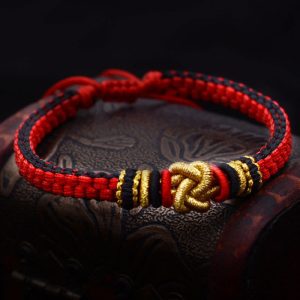 Buddha Stones Colorful Rope True Love Knot Luck Handmade Bracelet Bracelet BS Red Black(Bracelet Size 16cm-24cm)