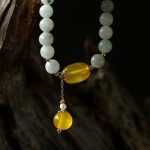 Buddha Stones Natural White Jade Agate Protection Bracelet Bracelet BS 3