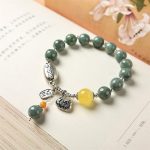 Buddha Stones 925 Sterling Silver Cyan Jade Amber Success Bracelet Bracelet BS 7