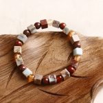 Buddha Stones Natural Stone Sea Sediment Jasper Agate Protection Bracelet Bracelet BS Sea Sediment Jasper Square Beads