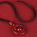 Buddha Stones One's Luck Improves Design Patern Natural Cinnabar Concentration Necklace Pendant Necklaces & Pendants BS 9