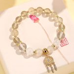 Buddha Stones Green Strawberry Quartz Amethyst Crystal Dreamcatcher Healing Bracelet 16
