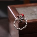 Buddha Stones 925 Sterling Silver God Of Wealth Copper Coin Design Protection Ring Ring BS 4