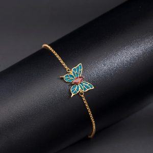 Buddha Stones 925 Sterling Silver Butterfly Zircon Love Chain Bracelet Bracelet BS Feng Shui Butterfly(Love♥Freedom)