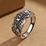 Buddha Stones Lotus Symbol Koi Fish Enlightenment Ring Ring BS Lotus Koi Fish(Adjustable)