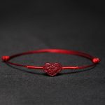 Buddha Stones Handmade Plum Blossom Four Leaf Clover PiXiu Lotus Koi Fish Cinnabar Blessing Braid Bracelet Bracelet BS Red(Wrist Circumference 14-19cm) Lock of Good Wishes