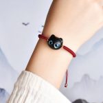 Buddha Stones Ebony Wood Cat Head Pattern Peace King Kong Knot Braided Bracelet Bracelet BS 5