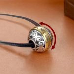 Buddha Stones Taoist Nine-Character Mantra Engraved Amulet Balance Necklace Rotatable Pendant Necklaces & Pendants BS Nine-Character Mantra&Leather Rope