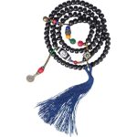Buddha Stones 108 Beads Mala Ebony Wood Dzi Bead Copper Balance Tassel Bracelet Mala Bracelet BS 12