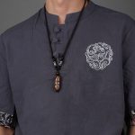 Buddha Stones Tibet Om Mani Padme Hum Dzi Bead Avalokitesvara Pattern Wealth Necklace Pendant Necklaces & Pendants BS 9