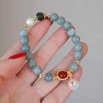 Buddha Stones Natural Jade Red Agate Pearl Bow Tie Luck Bracelet Bracelet BS 8