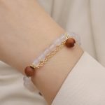 Buddha Stones Sandalwood Cat's Eye Fu Character Charm Protection Bracelet Bracelet BS 11