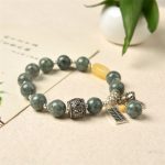 Buddha Stones 925 Sterling Silver Cyan Jade Amber Abacus Lucky Cat Success Bracelet Bracelet BS 5