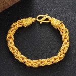 Buddha Stones 24k Gold Plated Double Headed Dragon Protection Bracelet Bracelet BS Dragon(Luck♥Strength)