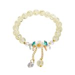 Buddha Stones Simple Design Flower Charm Glass Bead Bracelet