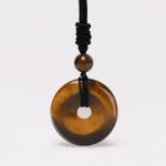 Buddha Stones Lucky Coin Pendant Healing Crystal Gemstone Necklace Necklaces & Pendants BS Tiger Eye