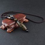 Buddha Stones Nine-Eye Dzi Bead Wealth Protection Necklace Necklaces & Pendants BS Dark Green Nine-Eye Dzi Bead