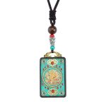 Buddha Stones Tibet God Of Wealth Money Tree Golden Phoenix Thangka Ebony Peace Necklace Pendant Necklaces & Pendants BS 8