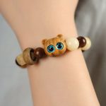 Buddha Stones Natural Bodhi Seed Sandalwood Lucky Cute Cat Head Paw Claw Peace Bracelet Bracelet BS 9