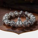 Buddha Stones Tibetan Om Mani Padme Hum Carved Alloy Beads Amulet Bracelet (Extra 35% Off | USE CODE: FS35) Bracelet BS 8