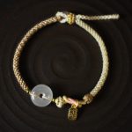 Buddha Stones Handmade White Agate Peace Buckle Luck Happiness Protection Weave String Bracelet Bracelet BS 4