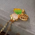 Buddha Stones 925 Sterling Silver Plated Gold Hetian Jade Luck Shamrock Clover Necklace Pendant Earrings Bracelet Necklaces & Pendants BS 2
