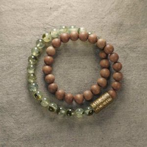 Buddha Stones Green Rutilated Quartz Natural Sandalwood Purification Bracelet Bracelet BS main