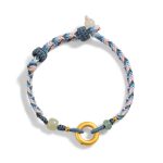 Buddha Stones 999 Sterling Silver Hetian Jade Knitted Hand Rope Luck Health Bracelet 6